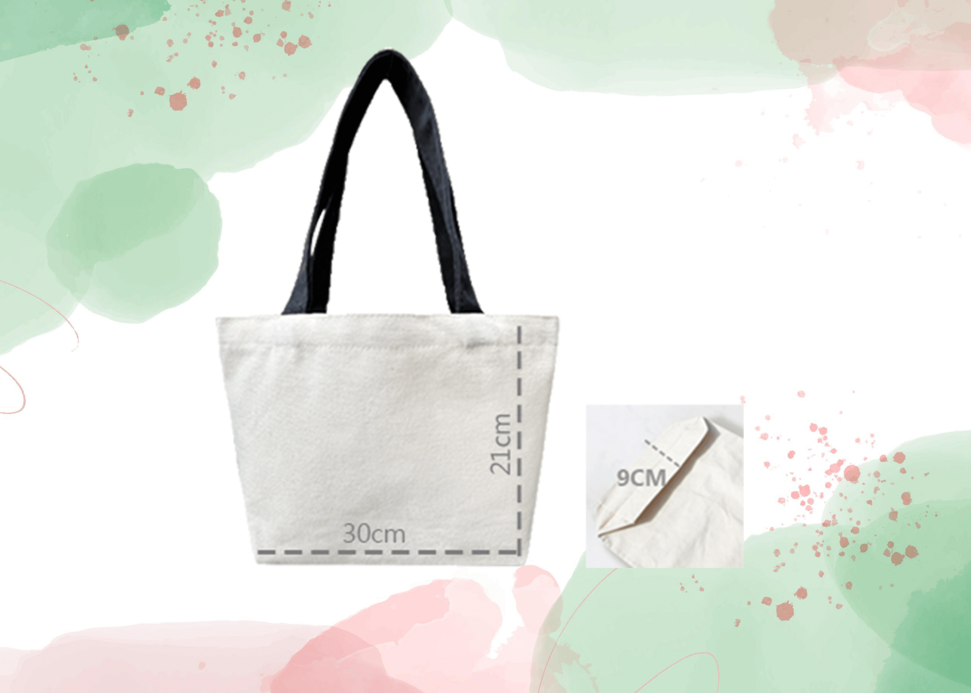 經典帆布 小提袋 寬底 長握把(黑色)